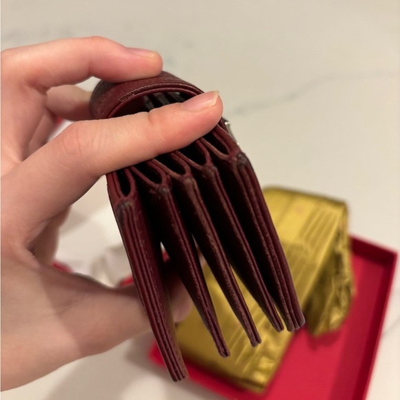 DIOR Authentic Burgundy Calfskin Leather Diorama Gusset Card Holder - Picture 12 of 17